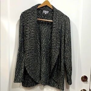 Black/White Marled Knit Cocoon Sweater